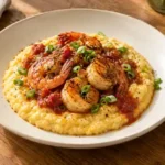 Shrimp and Cheddar Grits served with its accompaniments